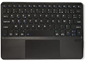 WE Coque Clavier Universel 9-11 Pouces [AZERTY Français] Etui de Protection Housse en Similicuir avec Clavier Bluetooth 3.0 sans Fil Amovible et Aimanté - Gris