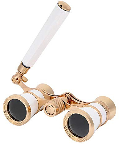 Binoculars for Opera,3X25 Central Focus Opera Glasses BinocularsTheater Glasses with BAK-7 Prism & Handle for Adults Kids Women in Concert Theater Opera(White-Gold)