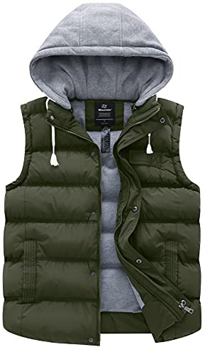 Wantdo Smanicato Trapuntato a Vento Giacca Senza Maniche Spesso Giubbotto Corto Elegante Cappotto da Esterno con Tasche Donna Verde Militare XL