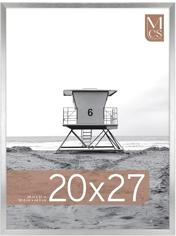 MCS Foundation 20x27 Poster Frame Traditional Silver, Vertical & Horizontal Wall Hanging Large Picture Frame for Photos, Posters & Art Prints (1-Pack)