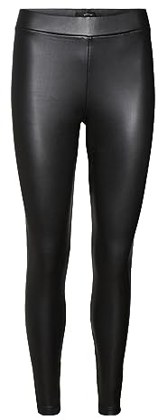 VERO MODA Damen VMGANA MW PL Legging NOOS, Black, S/32L