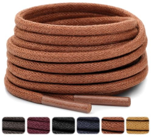 Stepace Runda vaxade skosnören [2 par] slitstarka skoband för kostymskor,ca 2,5–3 mm i diameter,66 cm – 135 cm längd brun 135
