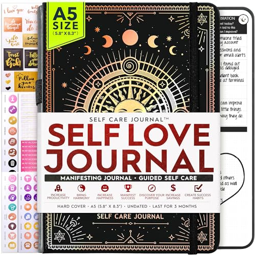 Self Love - Life & Goal Planner, a 90 Day Journey Creating Your Dream Life – Persönliches Dankbarkeits-Tagebuch, Wochenerfolgsplaner, Visionboard & Organizer + Planer-Aufkleber, undatiert