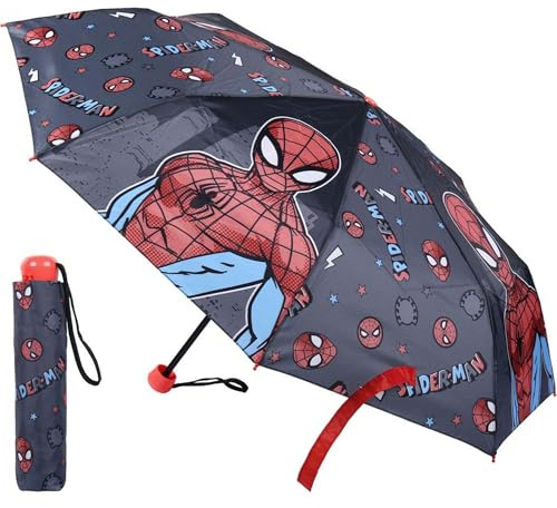 CERDÁ LIFE'S LITTLE MOMENTS - Paraguas Plegable Niño de Spiderman - Apertura Manual con Mecanismo Antiviento y Proteccion en las Varillas para Mayor Seguridad - Licencia Oficial Marvel
