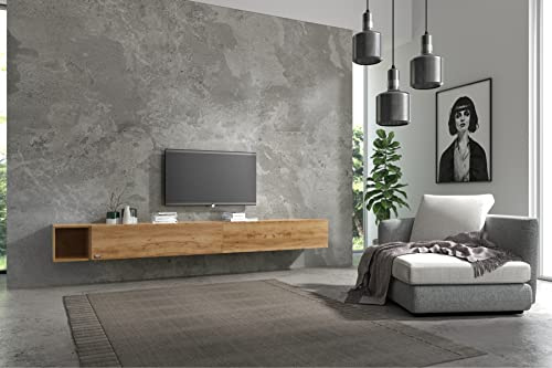Wuun® Somero Lowboard Tv-Board Wohnwand SW6 (TV-Board: Eiche/Box: Eiche, 270cm ((120cm x 2) + 30cm))