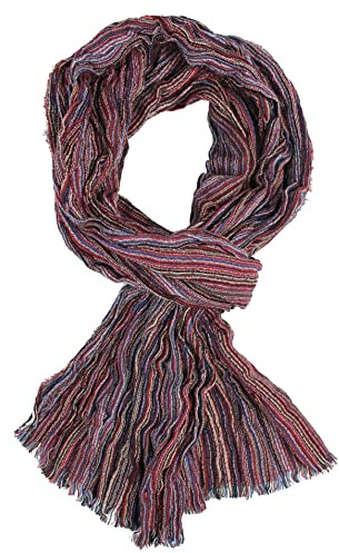 Rotfuchs Baumwollschal Herrenschal Sommerschal Streifen Knitterlook rot Made in Germany