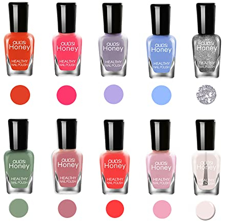 TEEROVA Set di smalti per unghie, atossici e ad asciugatura rapida, inodore a base d'acqua (set E (8MLX10))