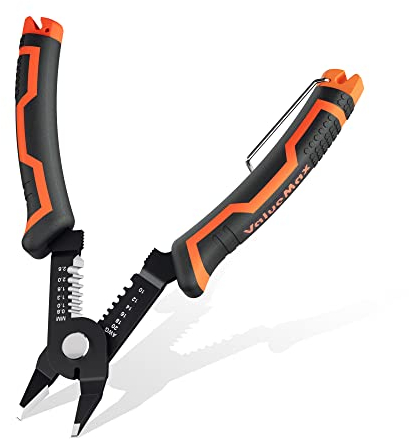 ValueMax 6 Wire Cutter 2 in 1 Precision Wire Strippers, Cable Stripper Tool for 20-10 AWG Stranded, Heavy Duty Flush Cutting Pliers with Safety Lock for Industrial and Home Electrical Repair