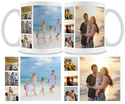 Personalised with Multi Photo Collage Mug, 11oz White Ceramic Mug, Memorable Gift for Family,Friends,Birthday,Any Special Occasion Coffee Tea Mug. (8 Photo)