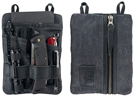 Hide & Drink, Multi-Tool Pocket Pouch XL, Compact Multipurpose EDC Zippered Bag, Mini Camping Tool Case, Knife Holster, Handmade Slim Organizer
