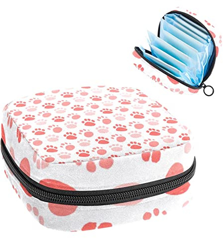 Pink Paw Period Pouch Tragbare Tampon Aufbewahrungstasche für Damenbinden, Mehrfarbig, 4.7x6.6x6.6 in/12x17x17 cm