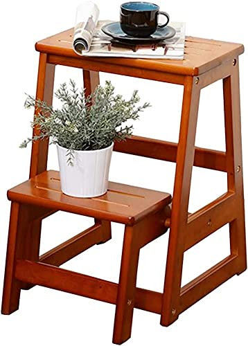 Klappbarer tragbarer Leiter-Tritthocker, zusammenklappbare kleine Fußhocker, Holzleiter, Treppenhaus, Regal, Trittleiter, Eiche, verbreitert, Multifunktions-Sicherheitsschuhbank, Küche, Inne