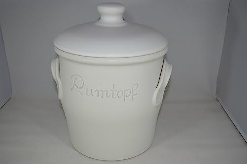 Rumtopf 5 Liter grade weiss matt mit Henkel