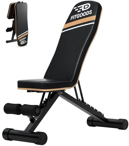 FitGoods Weight Bench Press, Foldable Workout Bench for Home Gym, 660 LBS Stable Incline Decline Bench for Full Body, Weight Benches for Home Gym, Sit up Bench Strength Training Benches