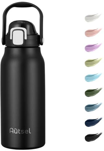 Autsel Borraccia Termica 1.7 litro Bottiglia Termica Senza Perdite Borraccia Palestra Sportiva in acciaio inox, rimanere fredde 24h o calde 12h, Senza BPA, per Sport, Yoga, Ciclismo