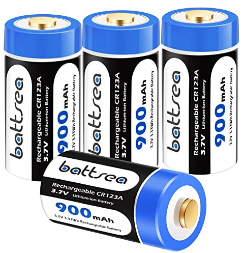 Battsea wiederaufladbare Compatible with Arlo Ersatzbatterien 900mAh, Compatible with Arlo Kamera VMC3030 VMK3200 VMS3230 VMS3330 VMS3430, Taschenlampen, Mikrofon, Rauchmelder, Wecker (4 Packung)