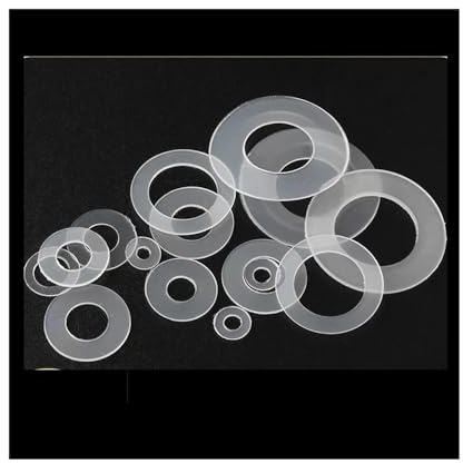 100 pezzi guarnizione in nylon isolante rondella piatta resistente all'usura plastica rotonda bianca guarnizione ultrasottile in plastica dura M2 M3 M4 M5 M6 M6.5 M8 (Size : M6x12x0.5mm (100pcs))