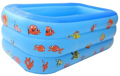 NAMOARLY Piscina Inflable para Bebés y Niños Pequeños 130 Cm Azul 3 Capas PVC Resistente Refrescante Uso Interior y Exterior Diversión Infantil Segura