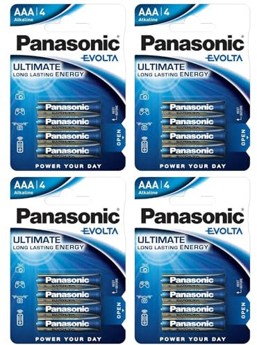 PANASONIC Lot de 4 Blisters de 4 Piles Alcaline Evolta AAA LR03
