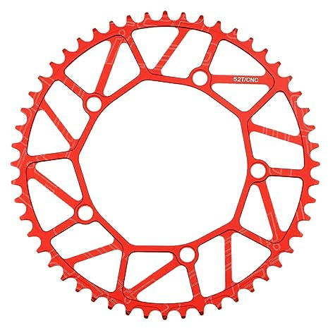 BEALIFE Einfach zu installierende Fahrradkettenblatt Kurbelgarnitur für reibungslosen Betrieb. Verbesserte Leistung. Kurbelgarnitur für Fahrräder aus Legierung, 52T rot