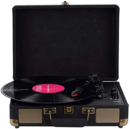 KPERXIS Giradischi retrò, Giradischi in Vinile Giradischi con Altoparlanti Stereo integrati Dischi in Vinile Portatili Retro Vintage P