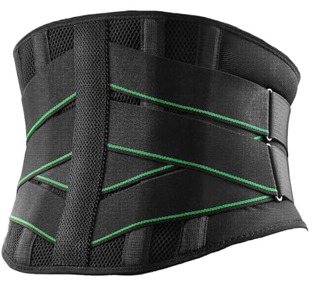 EHIOG Ceinture Lombaire avec 7 Supports Métalliques,Support Lombaire pour Homme et Femme,Soutien Dorsal Inférieur Double Ajustement Parfait,Soutien Lombaire pour Maux de Dos, Sciatique, Posture (L)