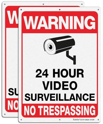 Faittoo Video Surveillance Sign, No Trespassing Sign - 2 Pack - 35 x 30 cm .040 Rust Free Heavy Aluminum, Reflective, Waterproof, Weatherproof and Fade.