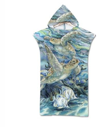 Muiuou Strand Poncho Kapuze, Badetuch Mikrofaser Bade Poncho Strandtücher Bade Bademantel Schwimmen Surfing Duschtücher Sport Handtuch Handtücher Für Damen Herren (75 * 110cm,Stil 8)