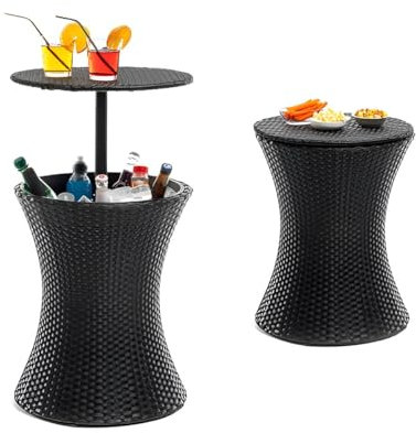 Primal Internet GmbH Premium Getränkekühler Garten für Flaschen, Essen & mehr | Kühltisch Rattan Indoor & Outdoor | Kühl-Tisch Terrasse, Balkon, Pool