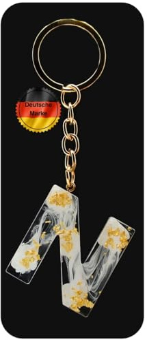 KEYSPACE Schlüsselanhänger Buchstabe-süße Buchstaben Anhänger Gold Weiß-elegant personalisierte Schlüsselanhänger mit Namen-Schlüsselanhänger Name-kleine Geschenkideen Geburtstag Freundin