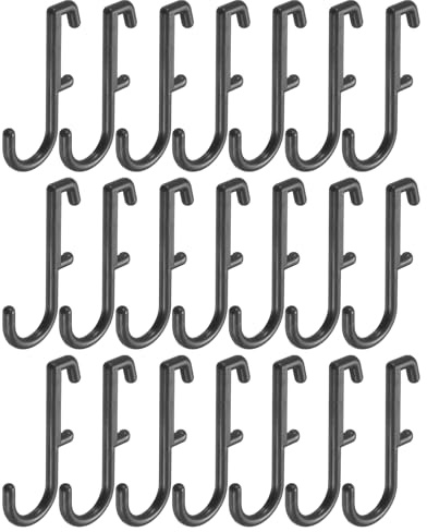 sourcing map 21pcs Pegboard J Hooks 1/4 J Style Pegboard Hook Accessories Assortment for Hanging Storage Jewelry Key, Black