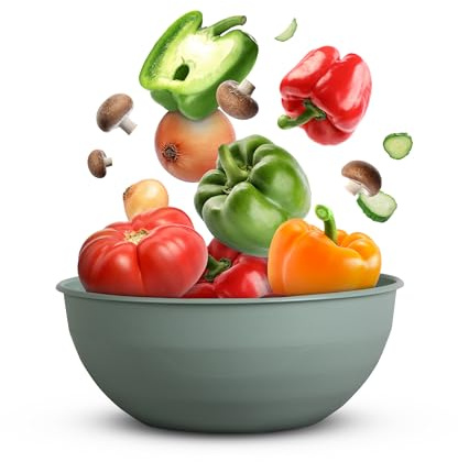 Pro Home Kunststoff Schüssel Plastikschüssel - BPA Frei - Spülmaschinenfest - (Ø25,5cm / Grün) Bruchfester PP - Salatschüssel Rührschüssel Schüssel