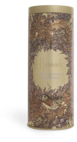 Harrods Hazelnut Praline Shortbread, in Decorative Festive Elegant Floral Design Tin 190g