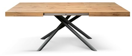 PAZZO DESIGN Ausziehbarer Tisch Tania, gekreuzte Beine Menego Schwarz, Küchentisch, Wohnzimmertisch, Made in Italy, 180 x 90 x 74 cm, rustikale Eiche - id_2305