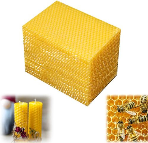 Generisch Bienenwachsplatten, 30 Stück 90 mm x 130 mm natürliche Wachs-Blätter für Imker Rähmchen, Kerzenherstellung und zum Basteln, Bienenwachsplatten für Kerzen, 100% Reine Bienenwachs