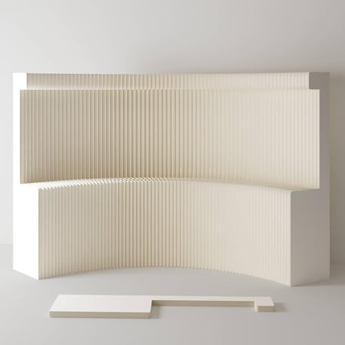 HELLOpoper Klappbarer Raumteiler mit Regal, Multifunktionale Trennwand, Umweltfreundliches Kraftpapier, Kein Zusammenbau Erforderlich – Ideal für Büros, Wohnzimmer, Schlafzimmer (weiß, H2m*L5m)