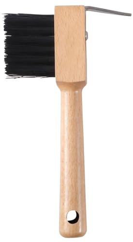 Brosse à sabot de cheval, brosse à sabot de cheval, grattoir à sabot, grattoir à sabot avec manche en bois et brosse de nettoyage, kit d'entretien robuste et structuré pour