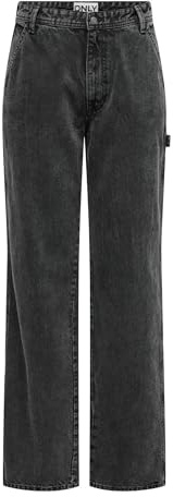 ONLY Onlwest Hw Carpenter STR BL DNM BF Dot, Noir délavé, 32W / 30L Femme