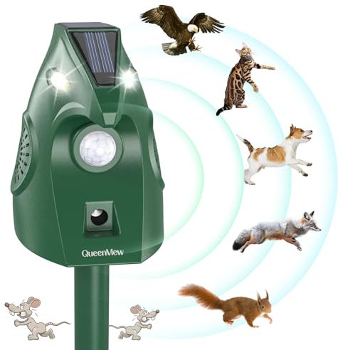 Cat Repeller for Garden, Ultrasonic Solar Waterproof, Garden Cat Repellent, Marten Repellent, USB Charging, Automatic Cat Animal Repeller for Dogs, Pigeons, Rabbits, Birds, Fox