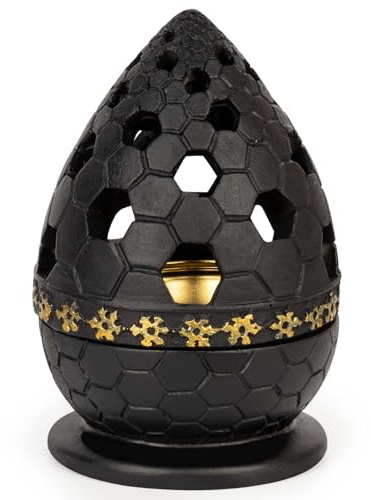 Incense Burner Holder, Bakhoor Frankincense Charcoal Censer Resin Stand, Ideal for Aromatherapy Yoga Spa, Home Christian Church Decor (Black)