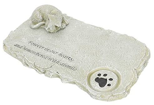 Gatuida Katzen Gedenkstein aus Langlebigem Harz Wetterfester Grabstein für Außenbereich Dekoratives Tierdenkmal Kleines Ornament mit Schlafender Katzenfigur als Haustier Gedenkgeschenk