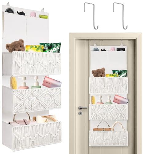 bssmmai Hängeorganizer Boho, Hängeregal mit 4 Fächern, Tür Organizer Hängend, Hängeaufbewahrung, Türregal Stoff für Badezimmer, Schlafzimmer, Camping-Aufbewahrungstasche (Bohemian)