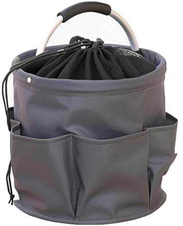 Cubstone 17L Tool Bag with Handle,Cleaning Caddy Organiser,Bucket Tool Organizer Bag,Collapsible Garden Small Tools Bag,cleaning hamper basket,Multi pocket Craft(Grey,A)