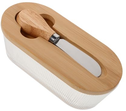 VERDANVERSE Mantequera de Vidrio Tapada 300ml con Espátula, Caja Hermética
