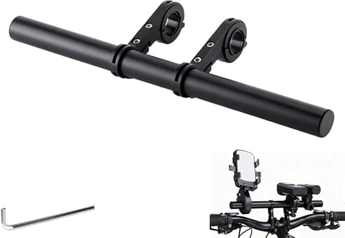 HAYGEM Soporte Manillar de Aleación Bicicleta, 30 cm Manillar Extendido con Doble Pinza, Bicicleta Soporte de Extensión, para GPS, Linternas, Teléfonos Móviles y Otros Dispositivos