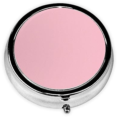 Einfarbig. Pink. Diese kleine, runde Pillendose ist ein tragbarer Reise-Medizin-Organizer mit drei Fächern zur Aufbewahrung von täglichen Medikamenten.