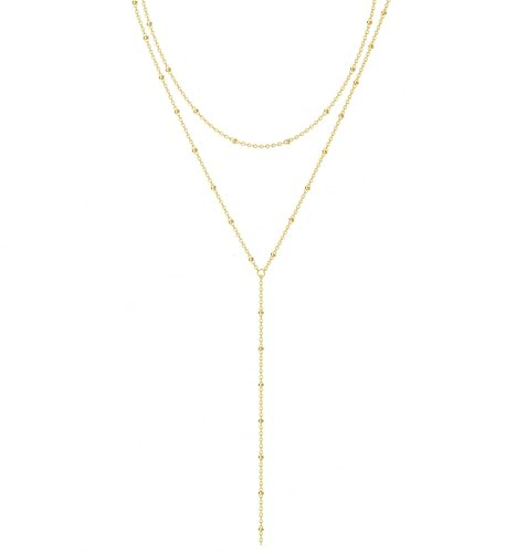 Meteorstarry Y Kette Gold,Lang Doppelkette Halsreif Goldkette,Boho Layering Anhänger Goldene Ketten Damenkette Jewellery Boho Schmuck Ketten Geschenke für Damen Frauen
