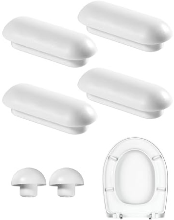 DAFNE 6 Pièces Tampon Abattant WC,Patin Abattant WC,Tampons pour Abattant de WC,Pare-chocs de Siège de Toilette,Amortisseur WC,4 Tampons Anneaux+2 Tampons Couvercle(Blanc)