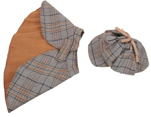 JOINPAYA Set Costume Detective per Animali Domestici Cappello e Mantello in Poliestere Morbido, Taglia M per Gatti e Cani di Piccola Taglia, Adatto per Feste a Tema e Giochi di Ruolo