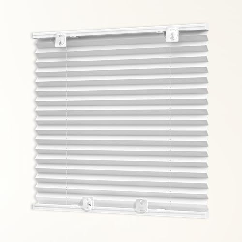 HOMEDEMO Plissee ohne Bohren mit Saugnäpfen, Blickdicht & UV-Schutz, Plisseerollo für Fenster, Dachfenster, Holzfenster, Balkontüren, Wohnmobilfenster, B80xH130cm, Weiß-Klassik